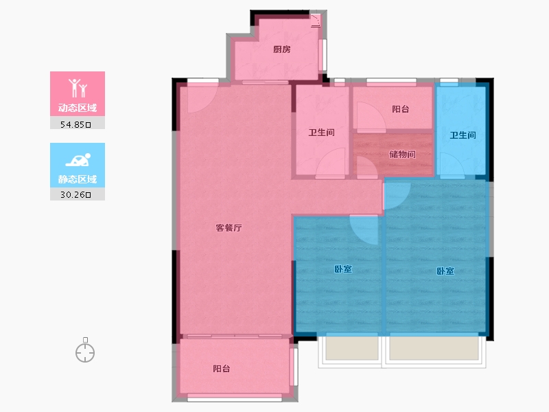 浙江省-嘉兴市-碧桂园海湾1号-77.00-户型库-动静分区