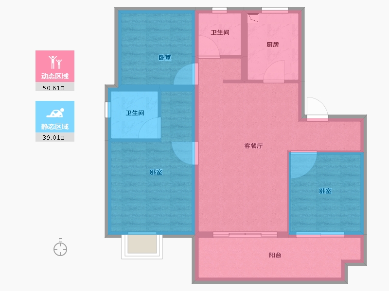 安徽省-合肥市-中梁华地辰阳府-80.00-户型库-动静分区