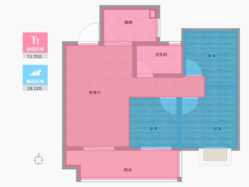 安徽省-合肥市-中梁华地辰阳府-71.00-户型库-动静分区