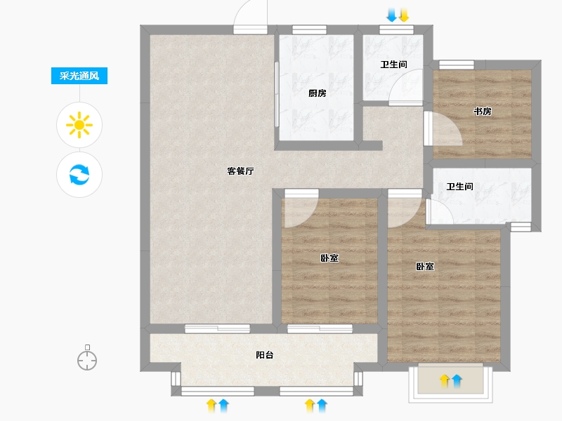 浙江省-嘉兴市-新城璟郡澜庭-81.01-户型库-采光通风