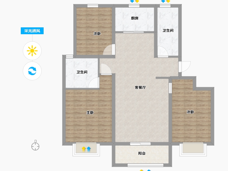 山东省-青岛市-省房万豪庄园-101.00-户型库-采光通风