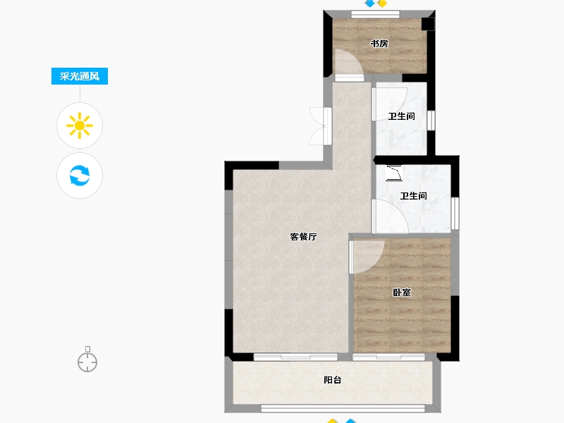 福建省-泉州市-海峡1号-54.75-户型库-采光通风