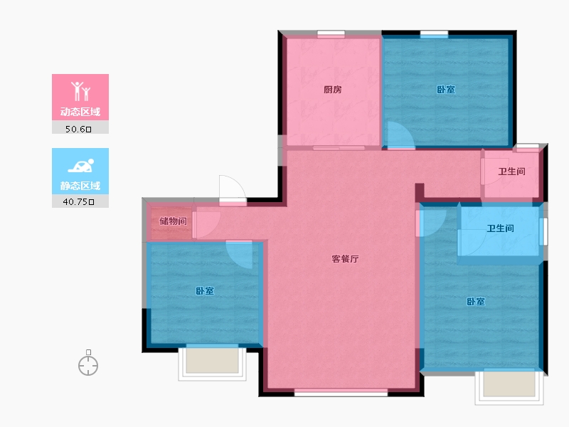 宁夏回族自治区-银川市-鲁银泷玺-81.76-户型库-动静分区