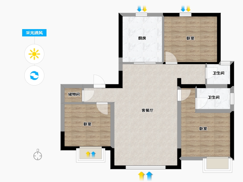 宁夏回族自治区-银川市-鲁银泷玺-81.76-户型库-采光通风