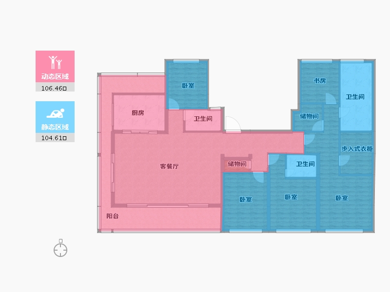 浙江省-宁波市-融创信达宁波府-191.37-户型库-动静分区