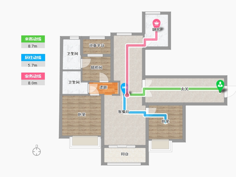 浙江省-湖州市-惠丰悦君府-90.46-户型库-动静线