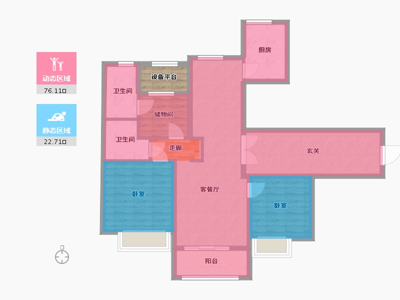 浙江省-湖州市-惠丰悦君府-90.46-户型库-动静分区