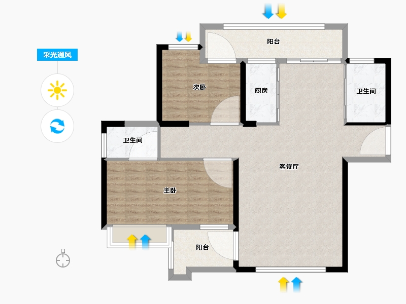 福建省-漳州市-联创文康府-107.00-户型库-采光通风