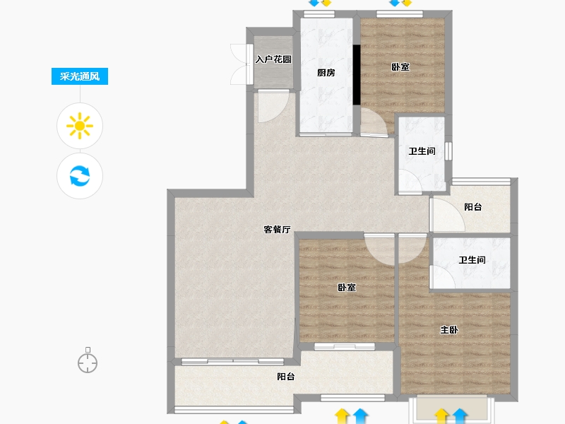 福建省-三明市-恒大御府-107.53-户型库-采光通风