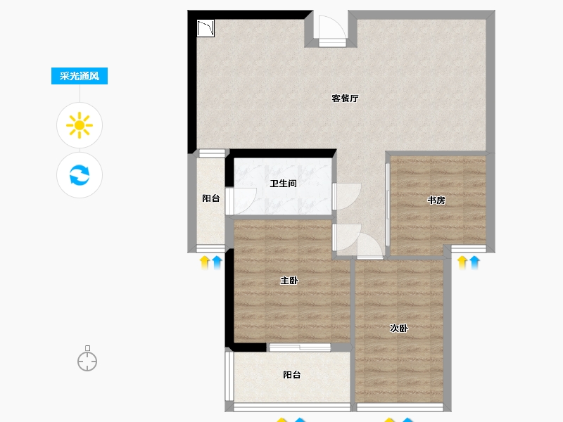 福建省-福州市-富闽时代广场·君座-78.00-户型库-采光通风