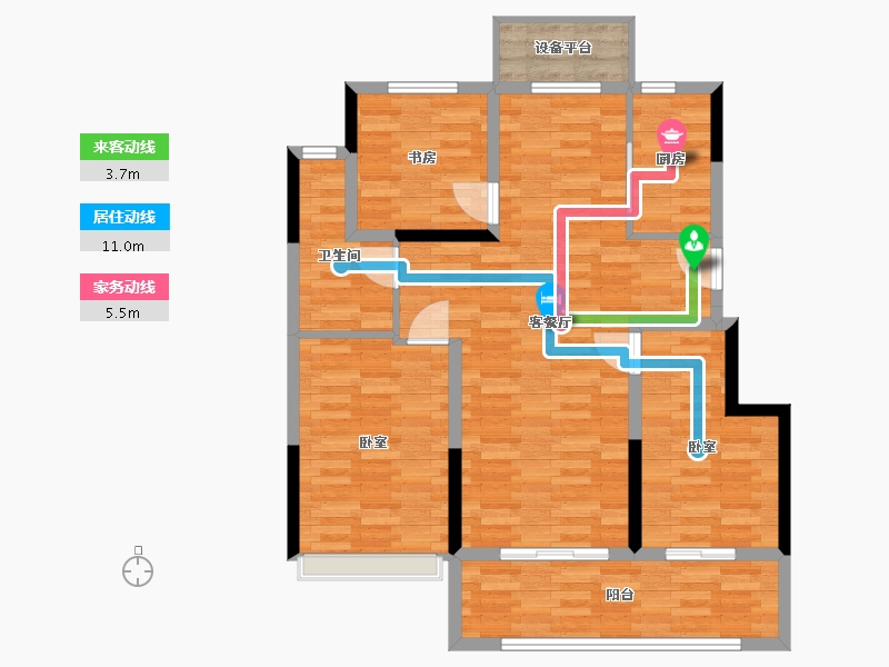 江苏省-扬州市-绿地·也今东南-90.00-户型库-动静线