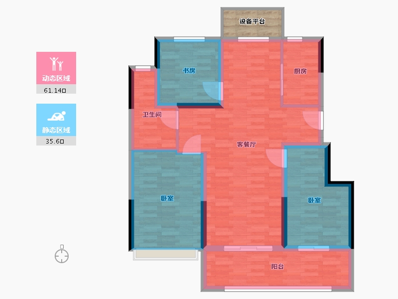 江苏省-扬州市-绿地·也今东南-90.00-户型库-动静分区