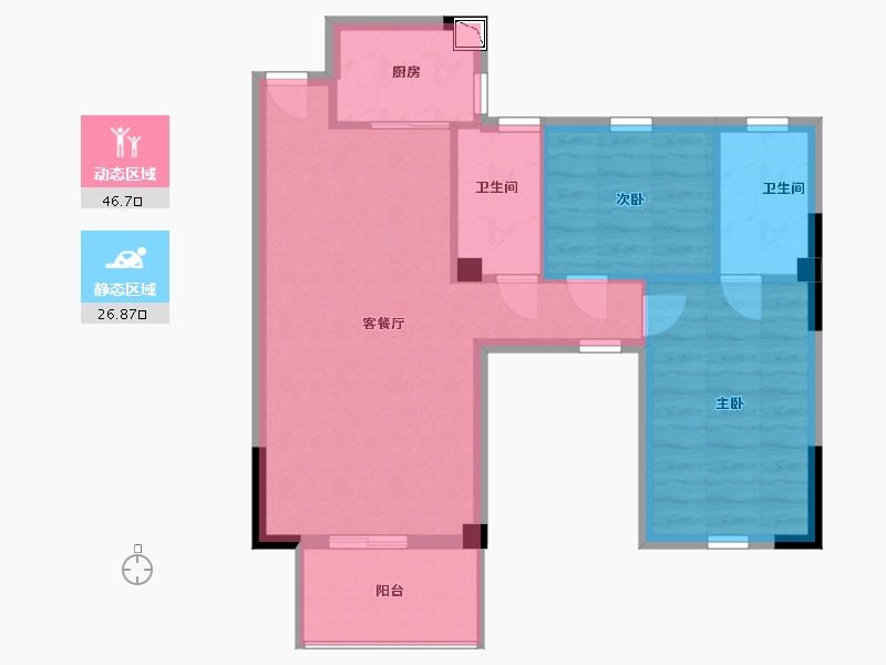 福建省-宁德市-屏南弘祥天悦-66.00-户型库-动静分区