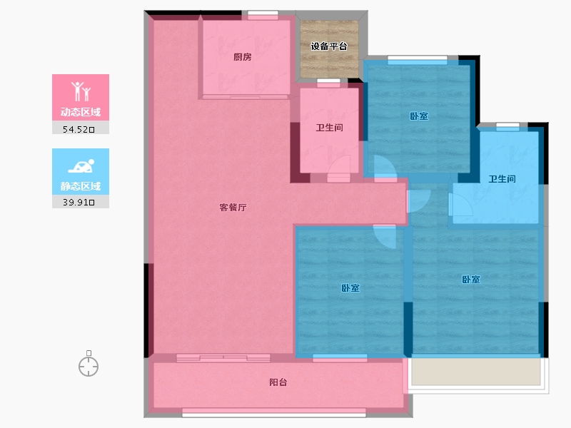 浙江省-湖州市-中梁翡丽蓝湾-86.27-户型库-动静分区