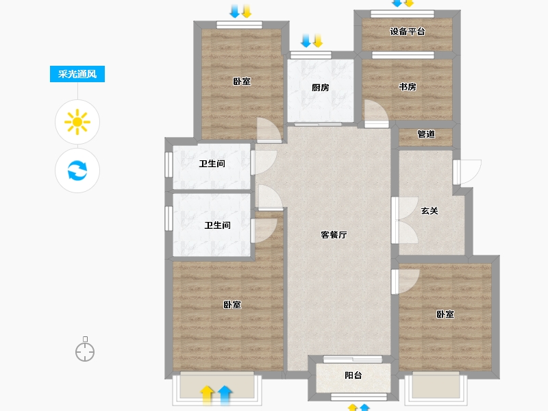 浙江省-湖州市-惠丰悦君府-93.25-户型库-采光通风