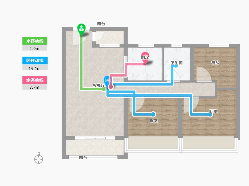 浙江省-绍兴市-嵊州碧桂园江湾1号-71.00-户型库-动静线