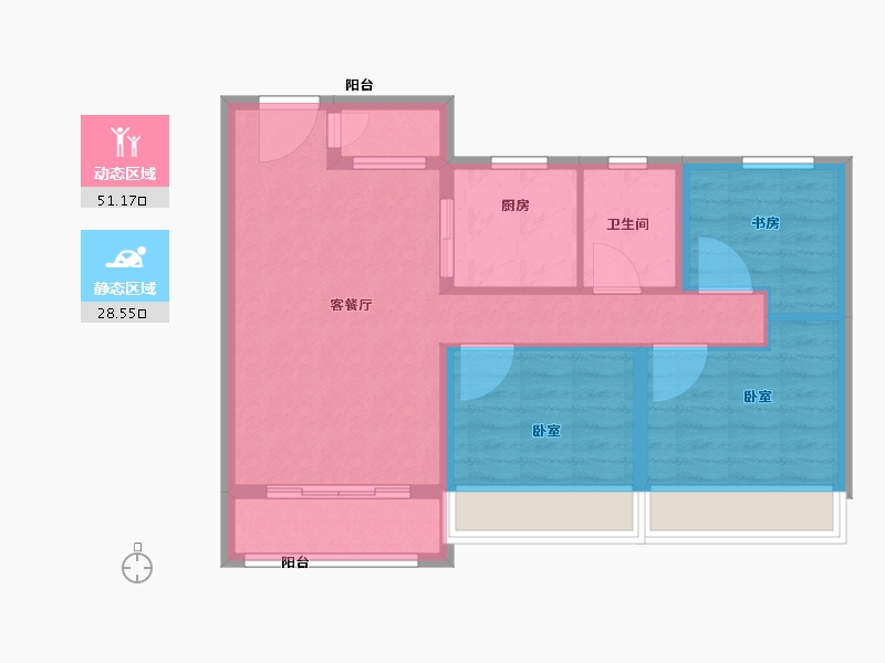 浙江省-绍兴市-嵊州碧桂园江湾1号-71.00-户型库-动静分区