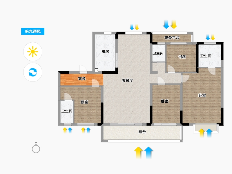 浙江省-宁波市-慈溪碧桂园泊誉里-160.00-户型库-采光通风