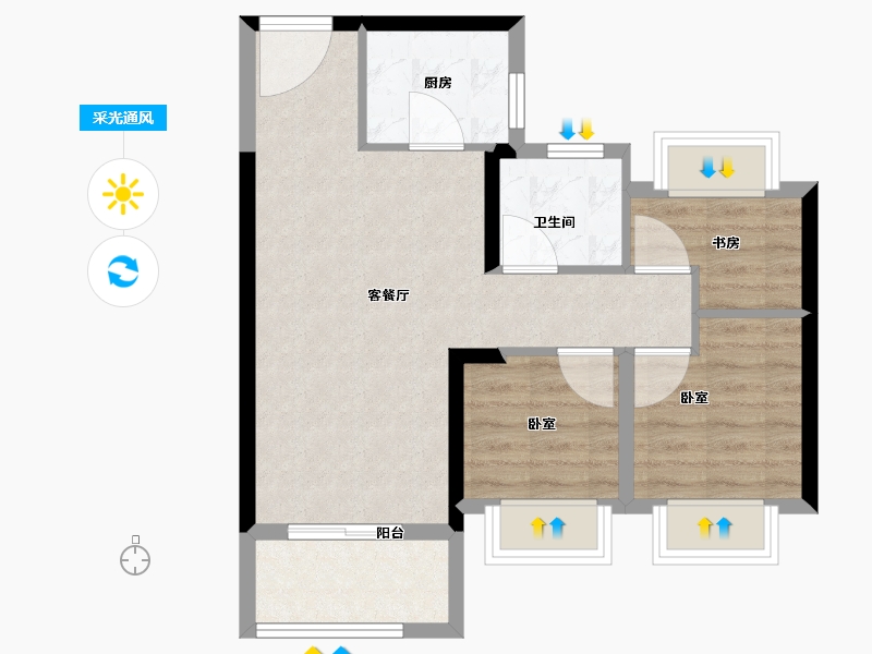 福建省-福州市-龙湖春江彼岸-61.00-户型库-采光通风