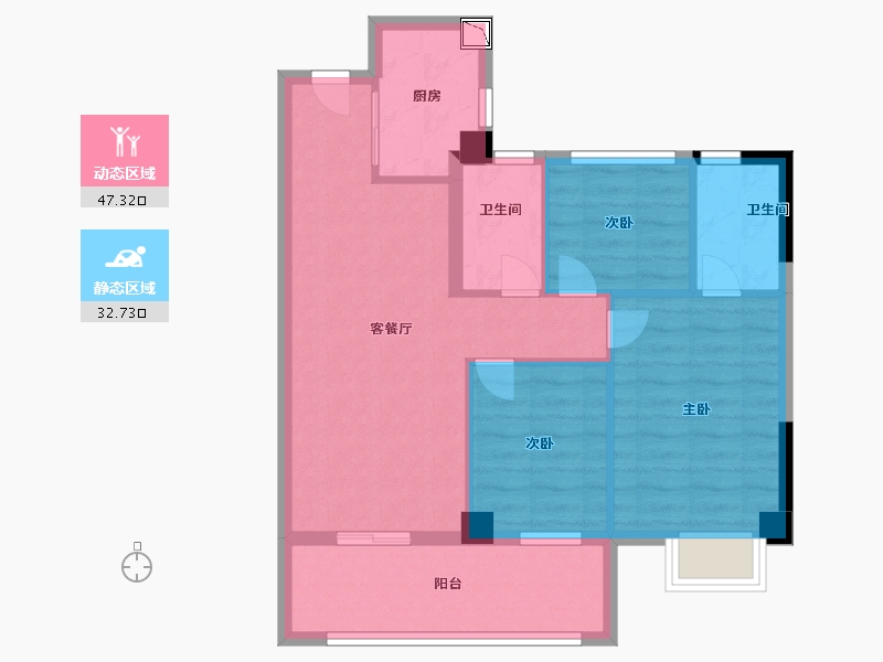 福建省-宁德市-金禾明月雅居-71.00-户型库-动静分区