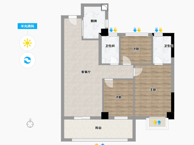 福建省-宁德市-金禾明月雅居-71.00-户型库-采光通风