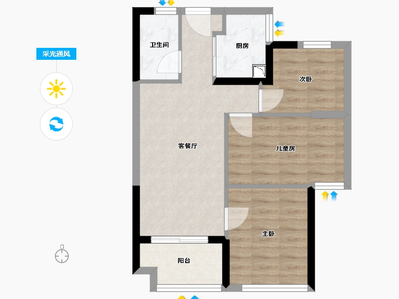 福建省-福州市-万科碧桂园麓园-55.00-户型库-采光通风