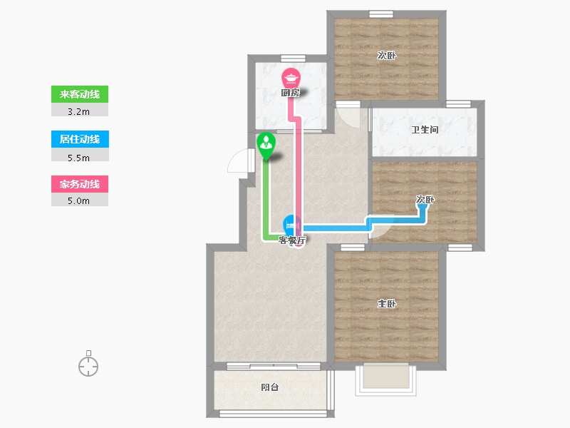 江苏省-淮安市-紫金公馆-76.80-户型库-动静线