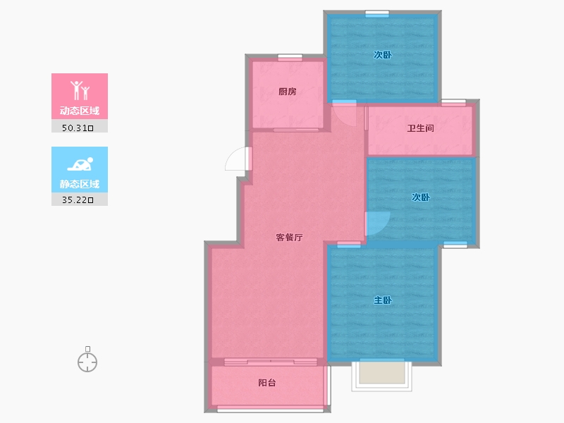 江苏省-淮安市-紫金公馆-76.80-户型库-动静分区