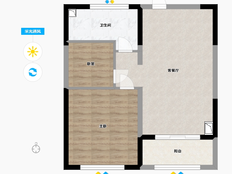 浙江省-宁波市-大安风华-60.00-户型库-采光通风