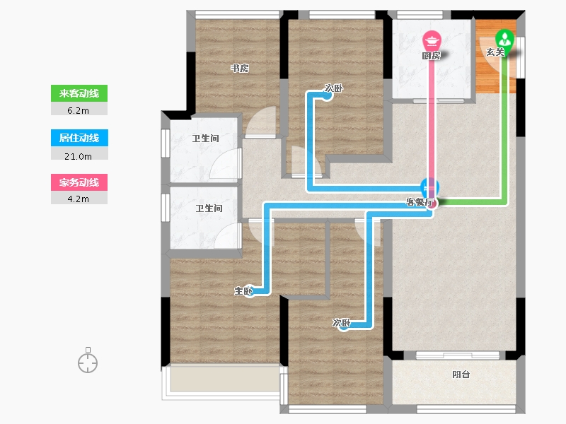 浙江省-台州市-美的银城君兰府-102.01-户型库-动静线