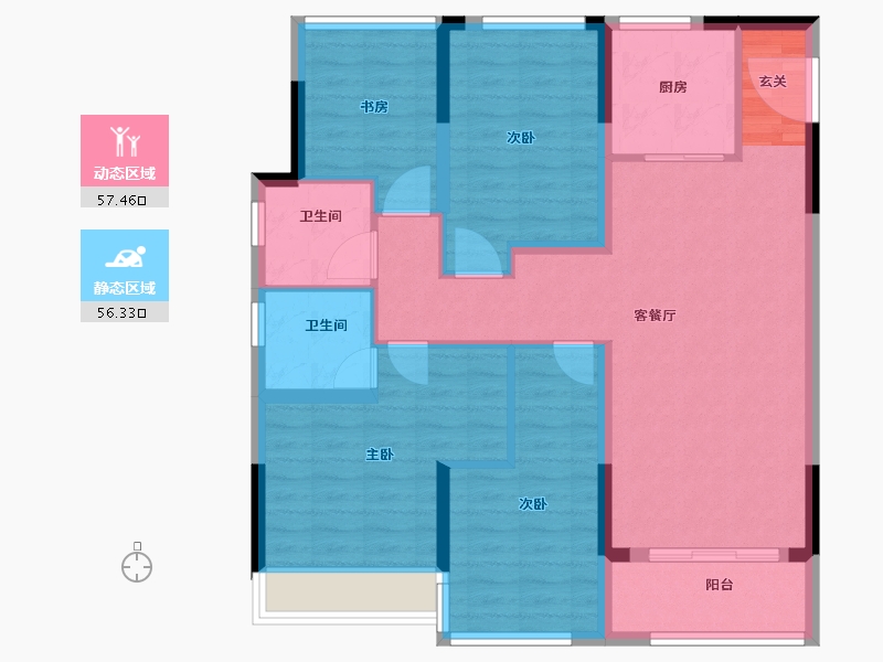 浙江省-台州市-美的银城君兰府-102.01-户型库-动静分区