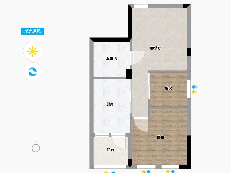 浙江省-宁波市-云瑞佳苑二期-54.96-户型库-采光通风