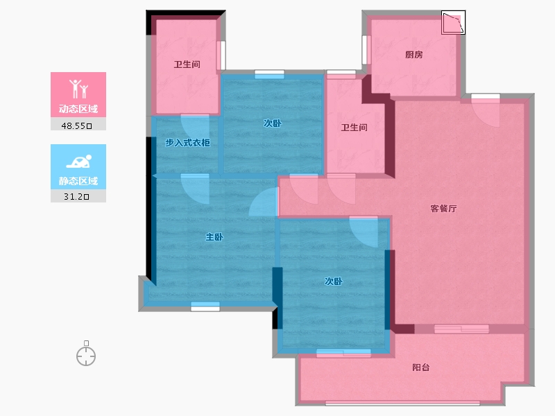 福建省-宁德市-古田三盛璞悦山河-71.00-户型库-动静分区