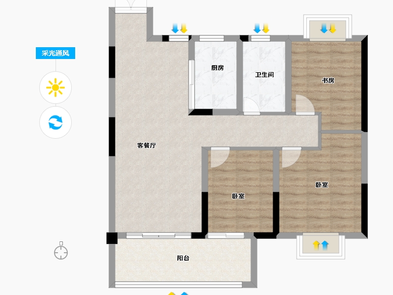 安徽省-淮南市-京冠学府里-86.01-户型库-采光通风