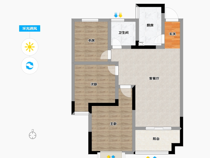 安徽省-阜阳市-蓝山国际-78.00-户型库-采光通风