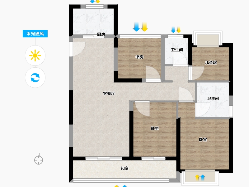 浙江省-温州市-阳光城愉景嘉园-94.01-户型库-采光通风