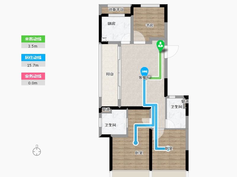 浙江省-杭州市-万科前宸-77.45-户型库-动静线