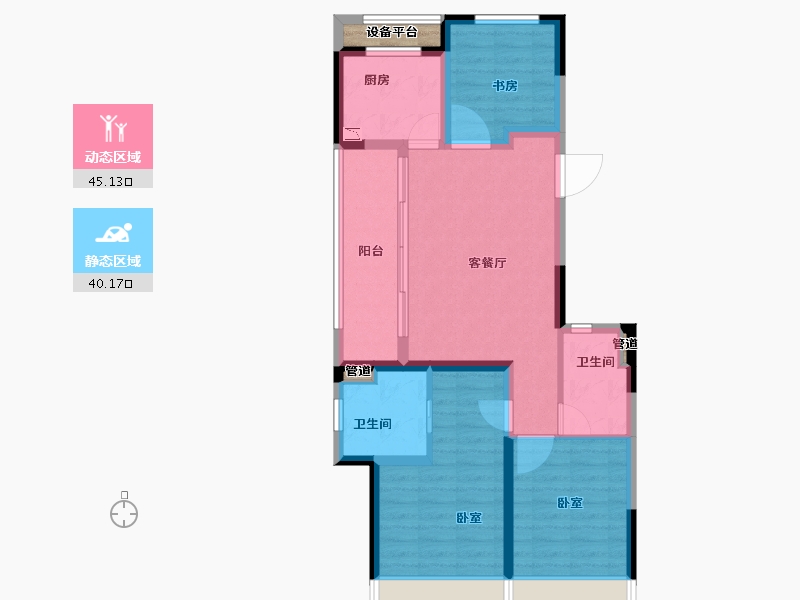 浙江省-杭州市-万科前宸-77.45-户型库-动静分区