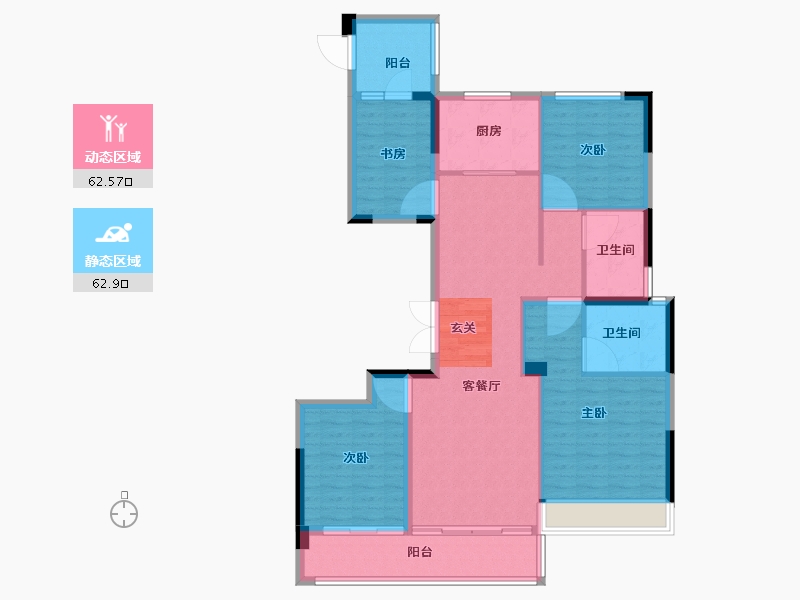 浙江省-台州市-荣安东宸府-113.69-户型库-动静分区