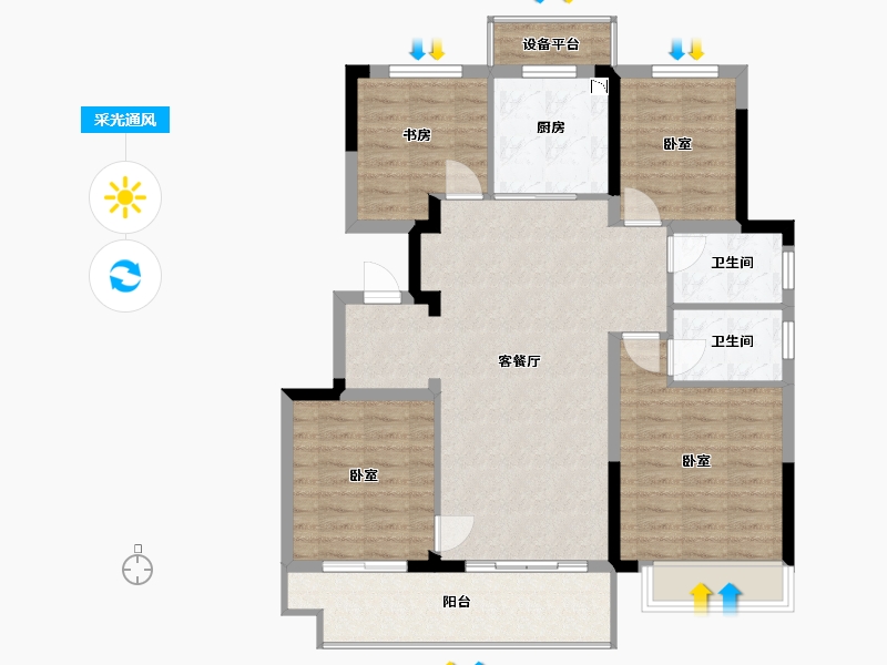 浙江省-宁波市-德信山语云庄-98.04-户型库-采光通风