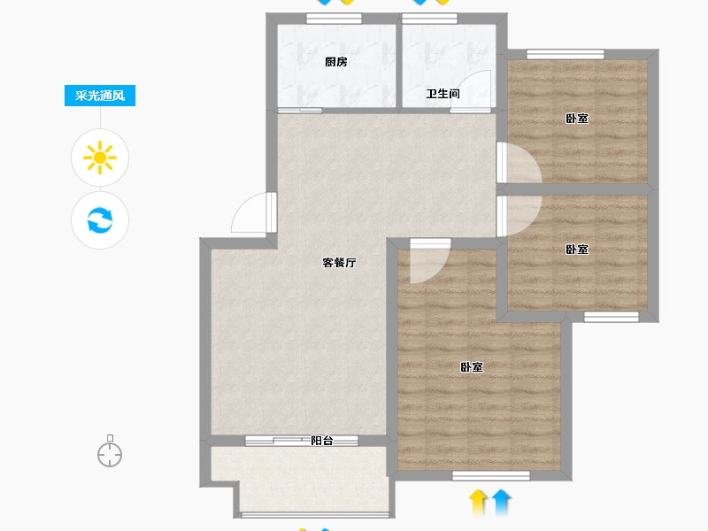 江苏省-宿迁市-万厦四季华廷-84.00-户型库-采光通风