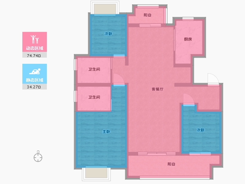 江苏省-淮安市-紫金公馆-96.80-户型库-动静分区