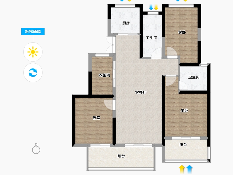 江苏省-宿迁市-世纪紫薇苑-103.00-户型库-采光通风