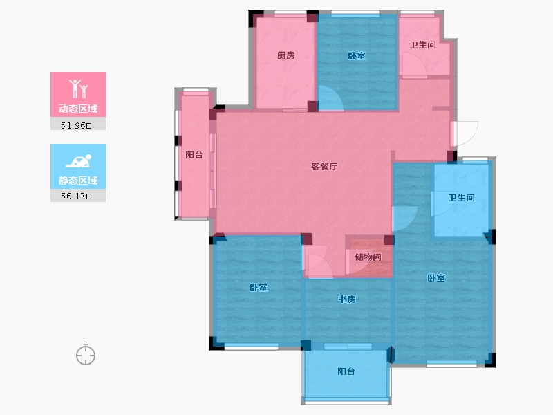 浙江省-宁波市-云瑞佳苑二期-98.01-户型库-动静分区