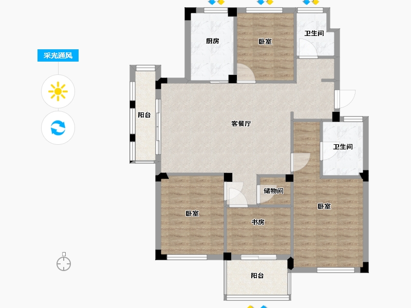 浙江省-宁波市-云瑞佳苑二期-98.01-户型库-采光通风