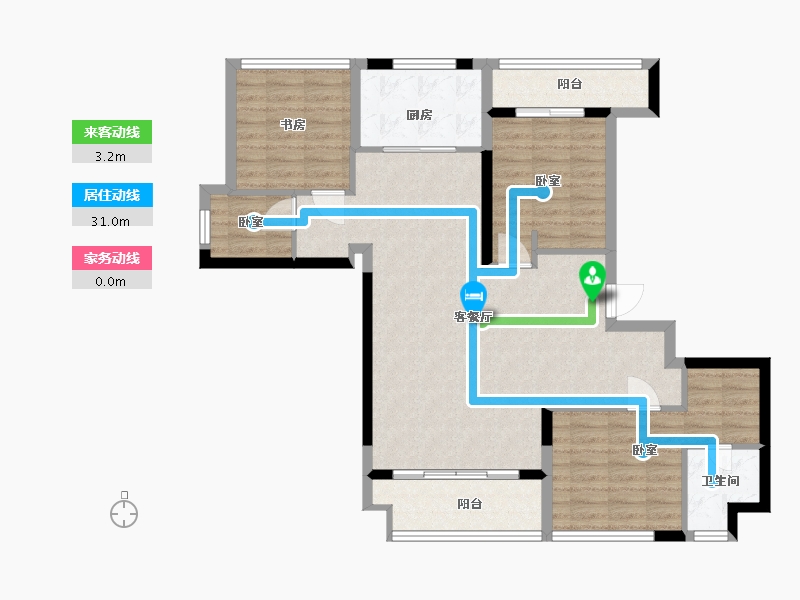 浙江省-温州市-中梁滨水嘉苑-98.00-户型库-动静线