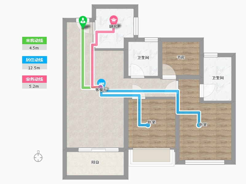 浙江省-杭州市-龙湖天钜-68.26-户型库-动静线