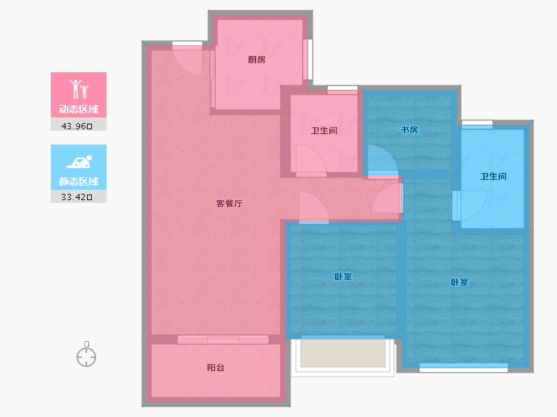 浙江省-杭州市-龙湖天钜-68.26-户型库-动静分区