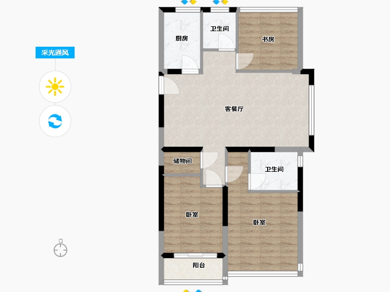 浙江省-温州市-中梁滨水嘉苑-79.00-户型库-采光通风