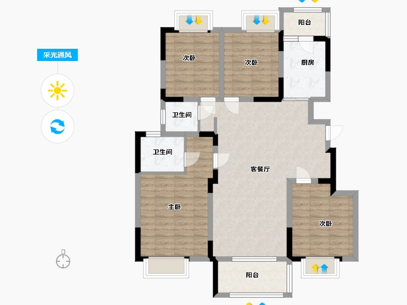 江苏省-淮安市-蓝光珑熹城-102.40-户型库-采光通风